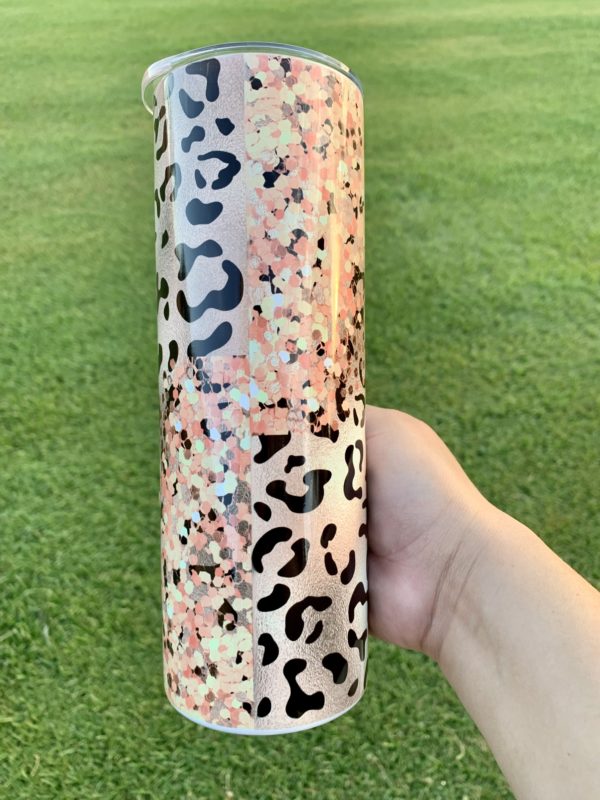 MAMA Leopard Faux Glitter 20oz tumbler