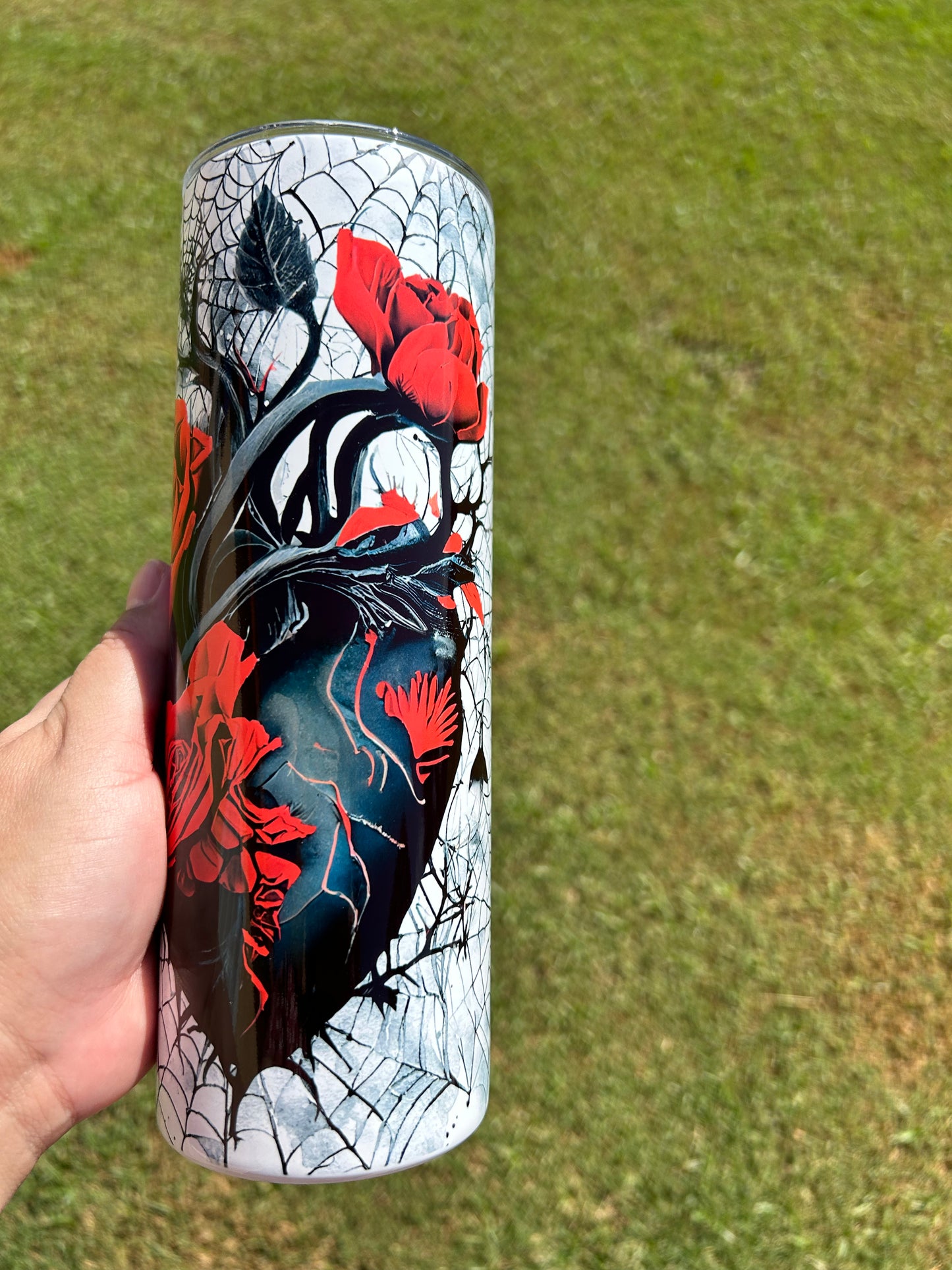 Black Heart with Red Roses Tumbler