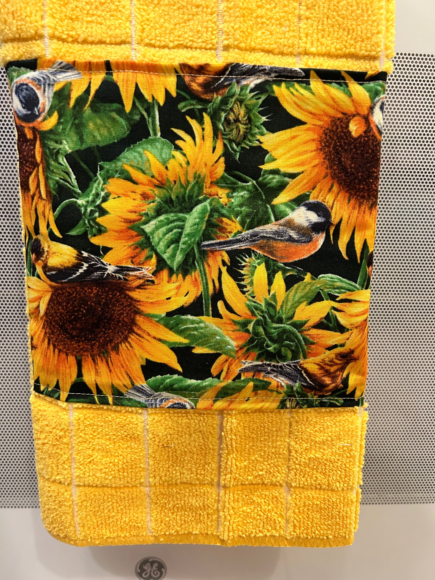 Sunflower Birds Yellow Kitchen towel