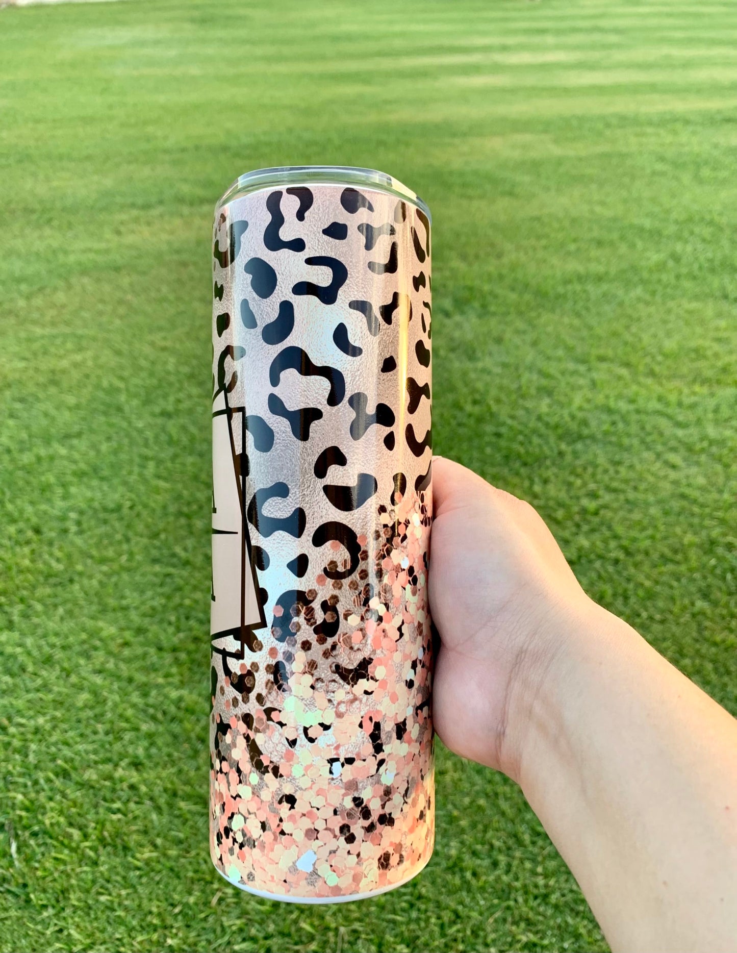 MAMA Leopard Faux Glitter 20oz tumbler