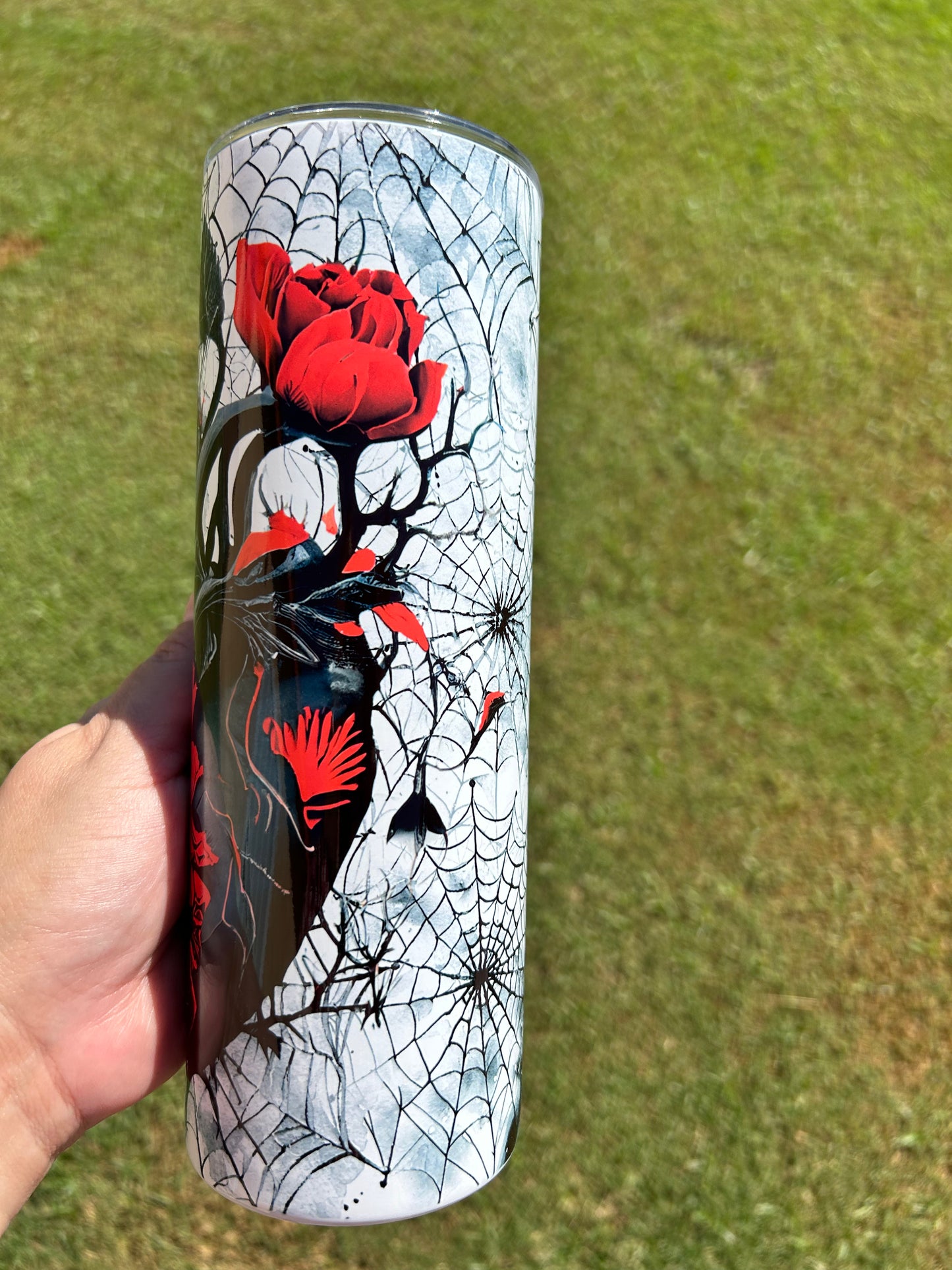 Black Heart with Red Roses Tumbler