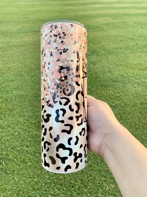 MAMA Leopard Faux Glitter 20oz tumbler