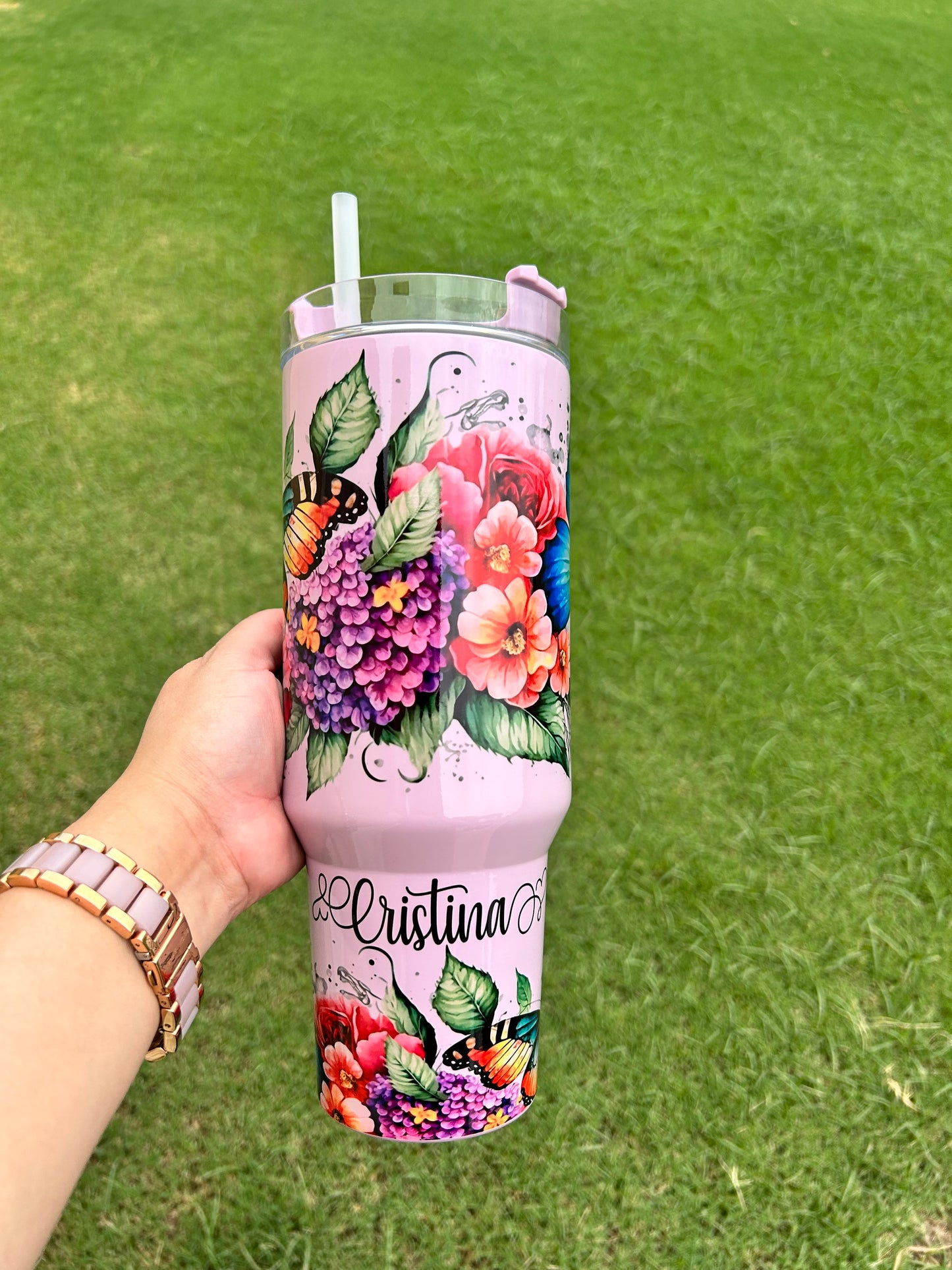 Colorful Floral Butterflies 40oz Tumbler