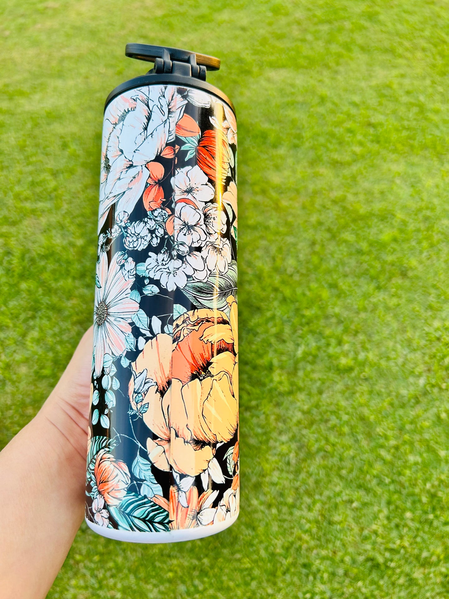 Medical Nurse Floral Heart Stethoscope Travel Tumbler
