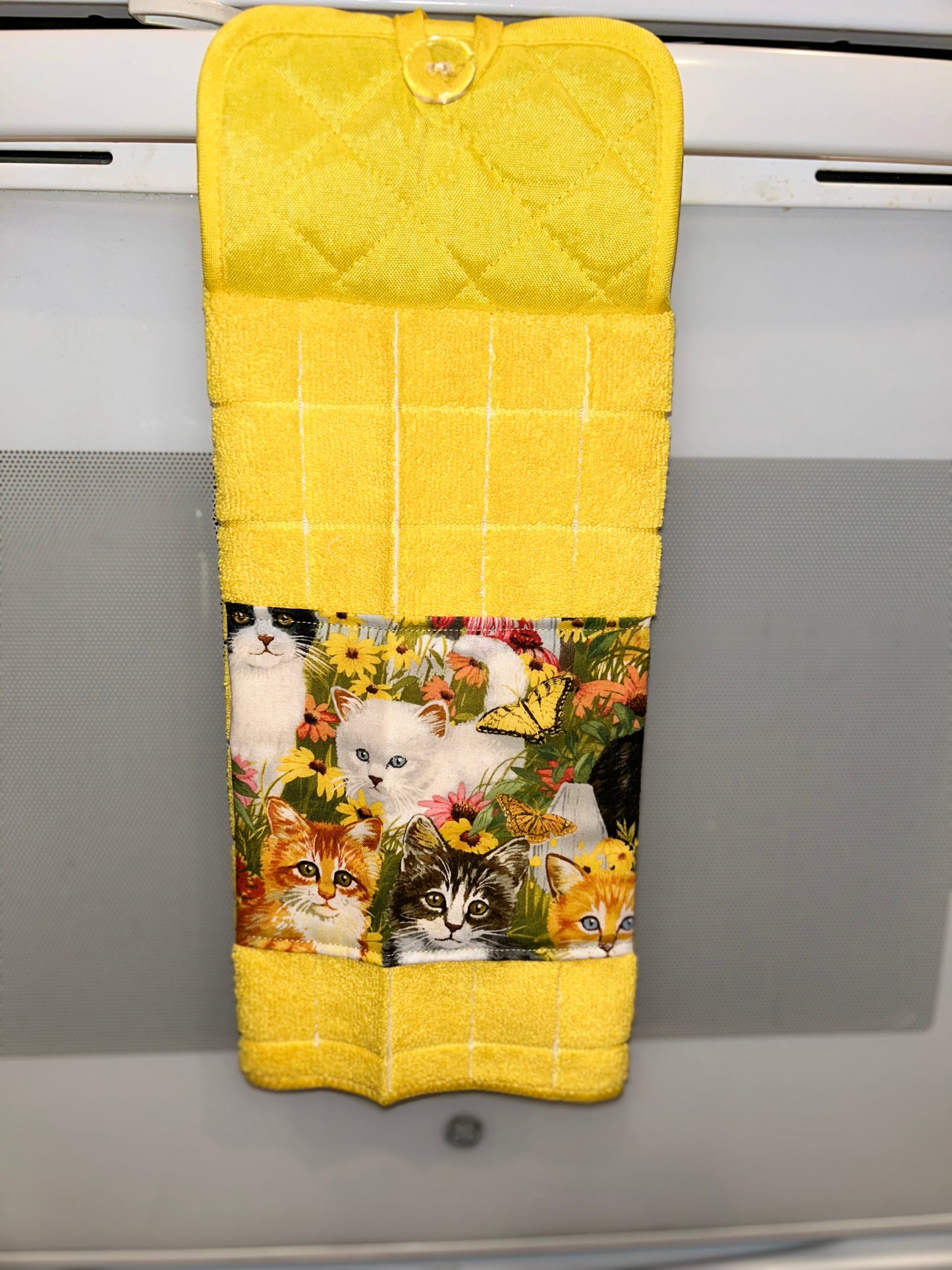 Kitten Kitchen Hanging Yellow Towel