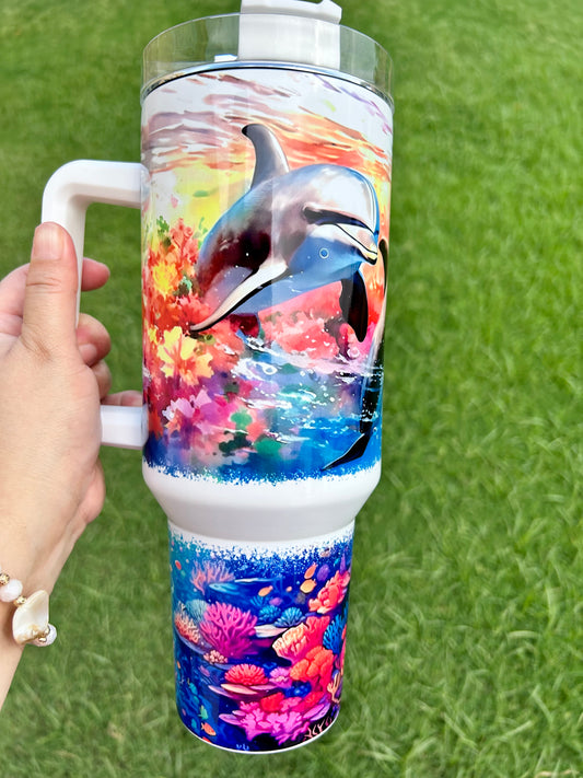 Dolphins Seascape 40oz Tumbler