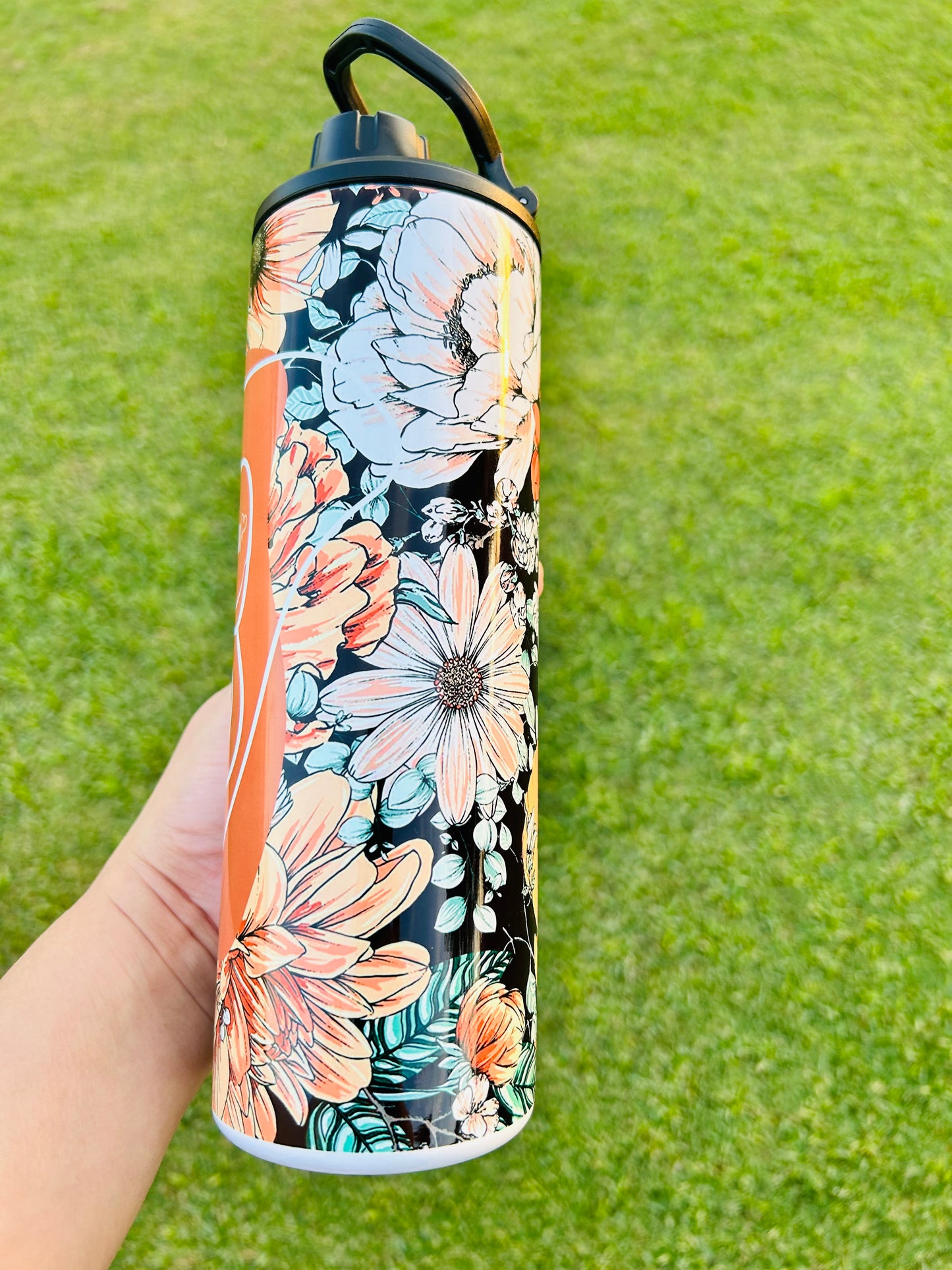 Medical Nurse Floral Heart Stethoscope Travel Tumbler