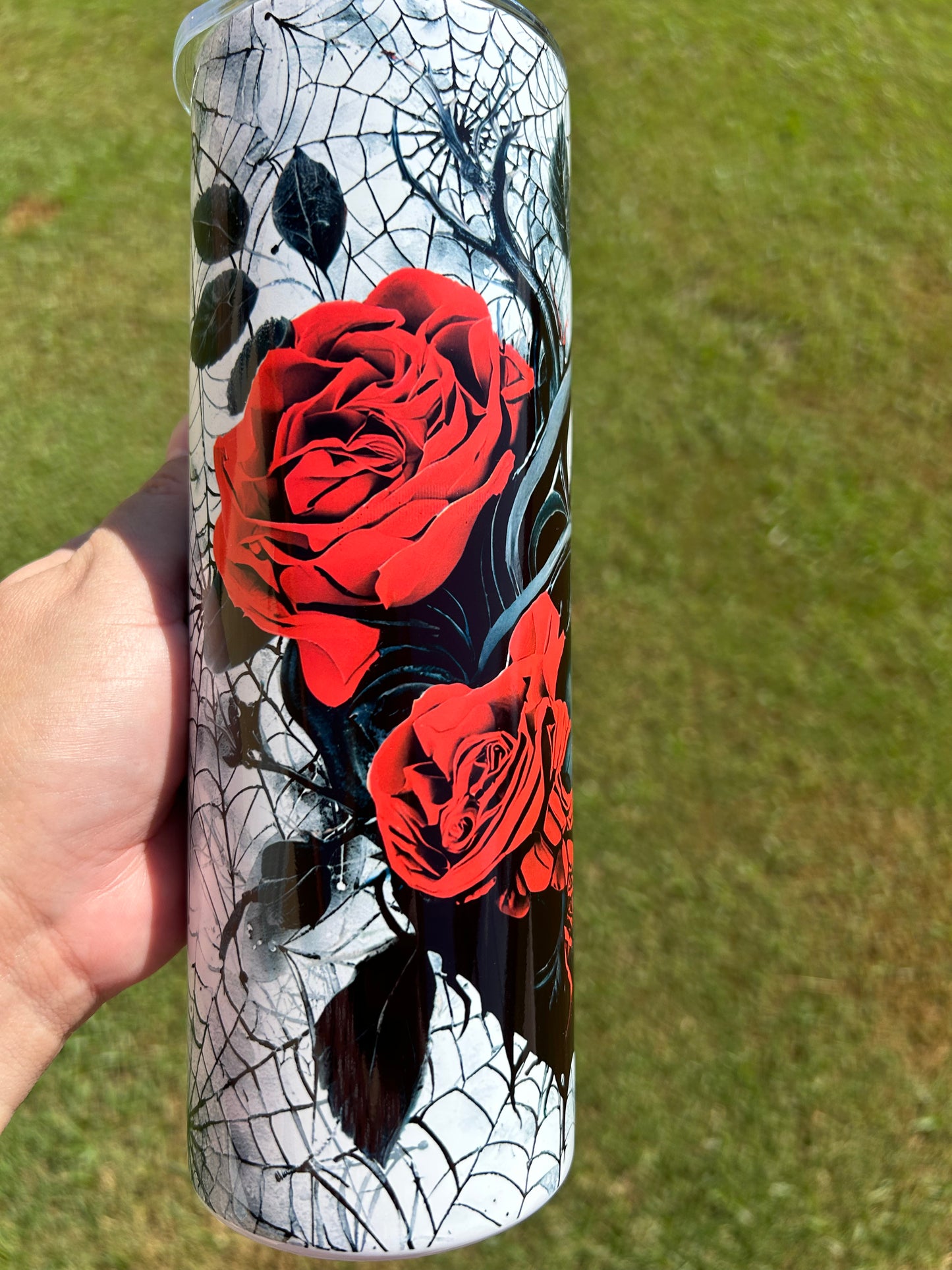 Black Heart with Red Roses Tumbler