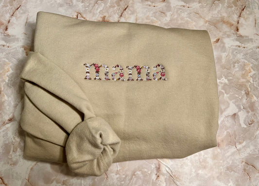 Floral mama Embroidered Sand Crewneck