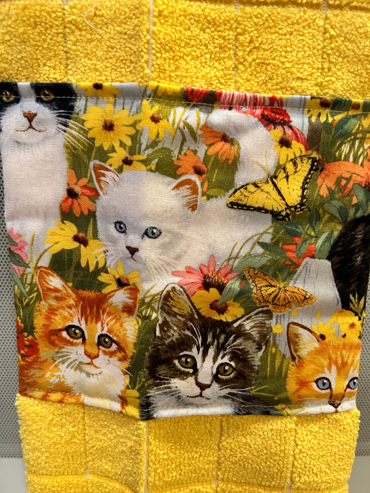 Kitten Kitchen Hanging Yellow Towel