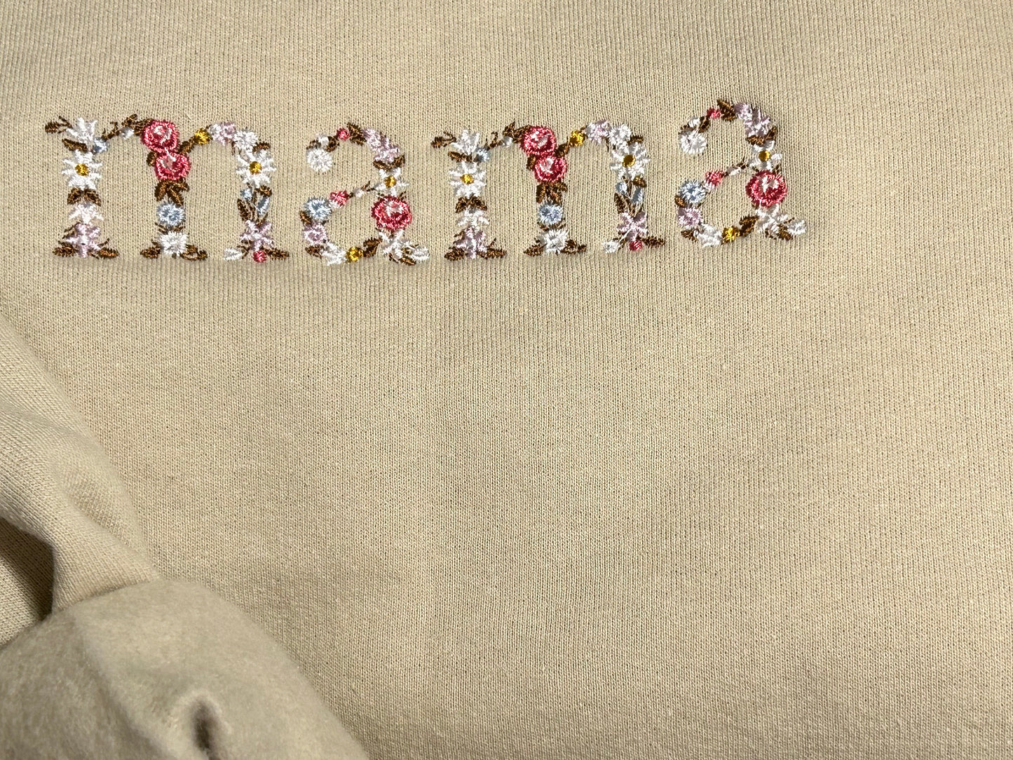 Floral mama Embroidered Sand Crewneck