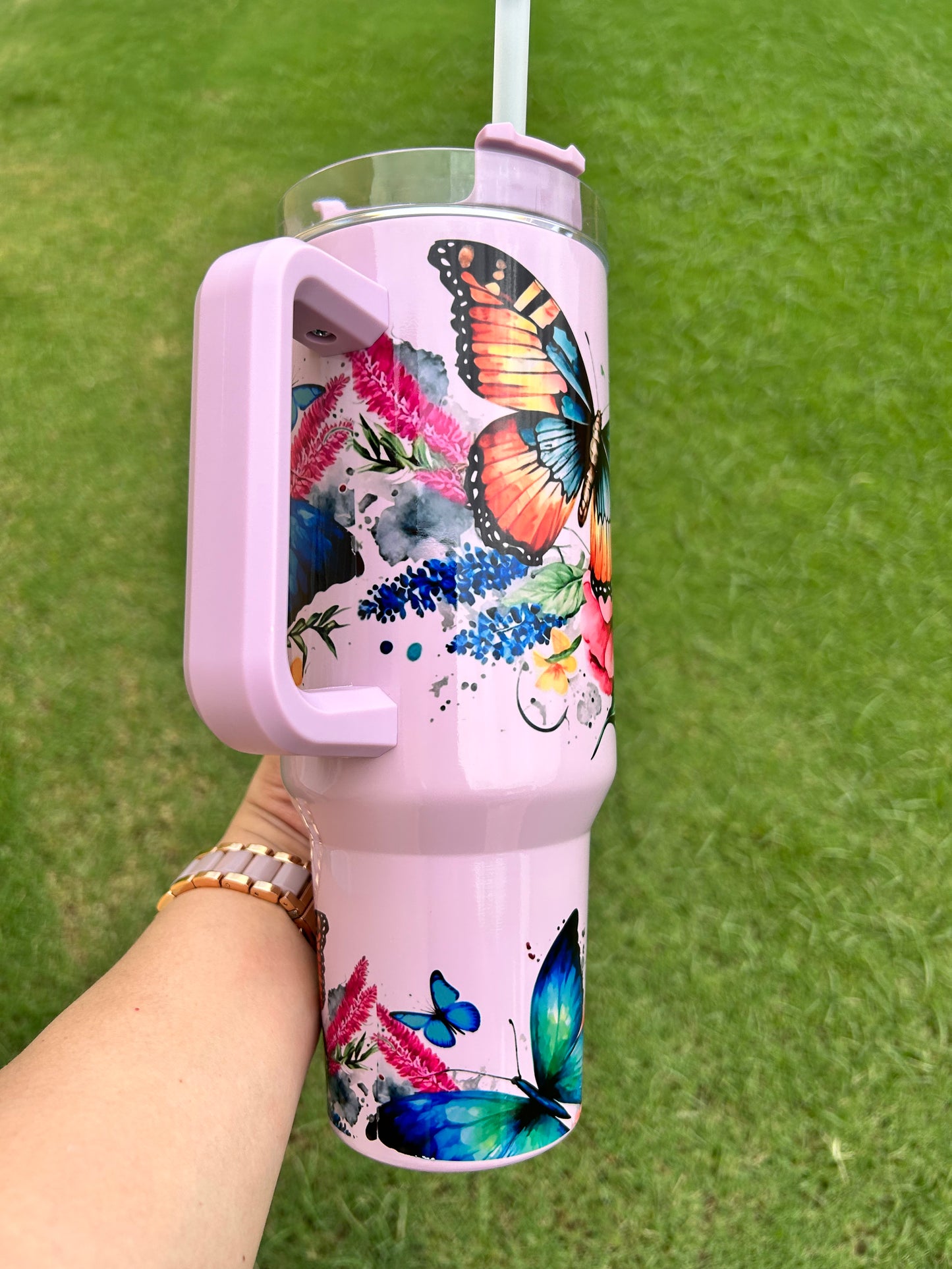 Colorful Floral Butterflies 40oz Tumbler