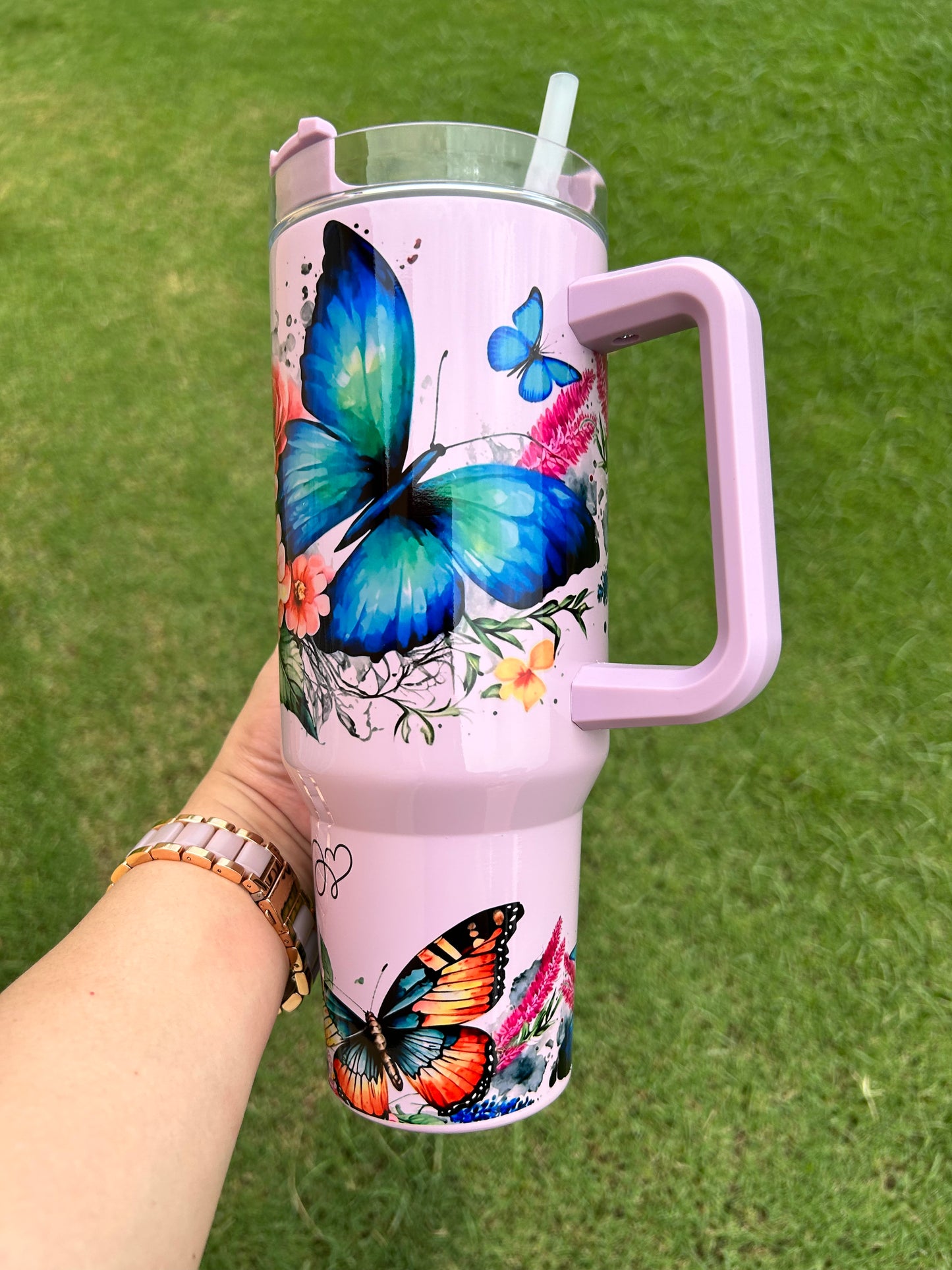 Colorful Floral Butterflies 40oz Tumbler