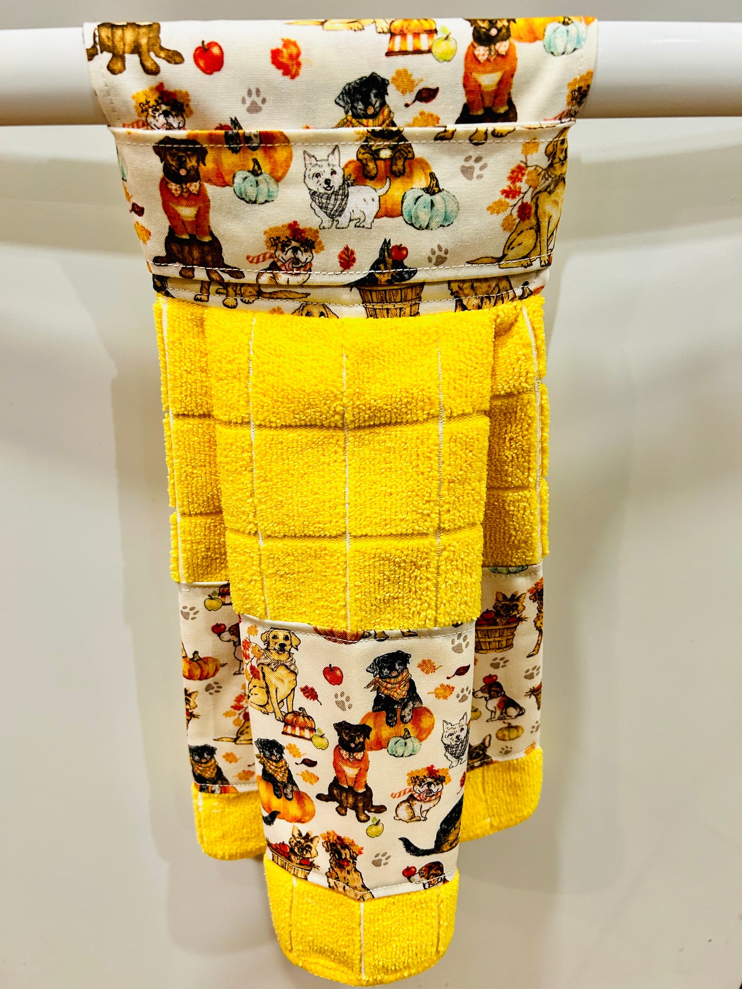 Fall Pumpkins Dog Decorative Kitchen Towel