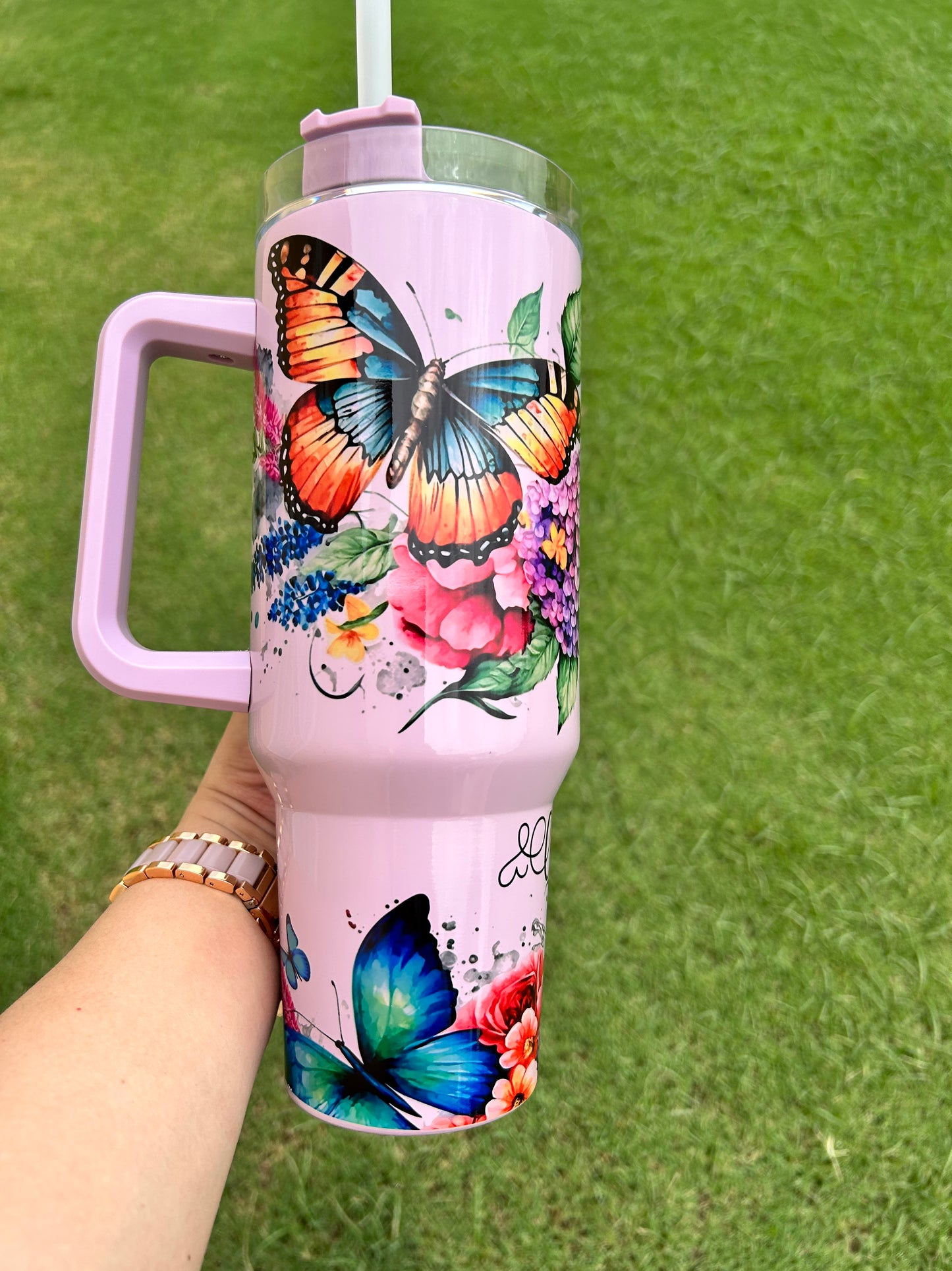Colorful Floral Butterflies 40oz Tumbler