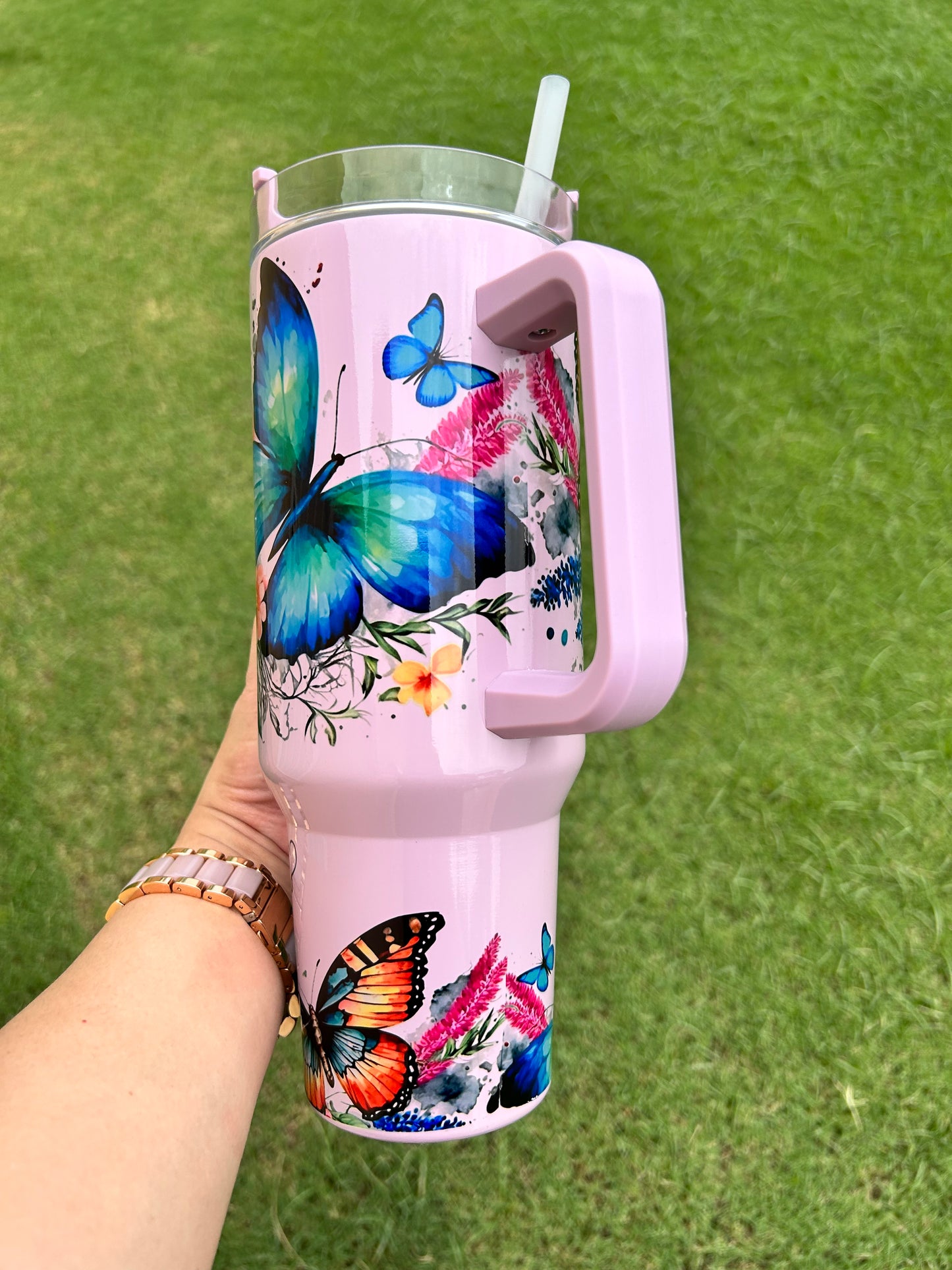 Colorful Floral Butterflies 40oz Tumbler