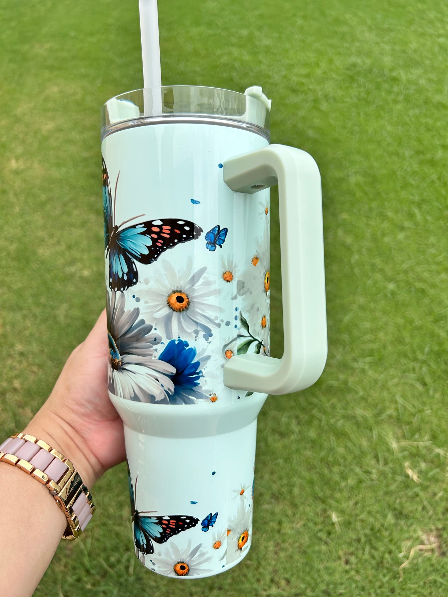 Blue Daisies Butterfly 40oz Tumbler