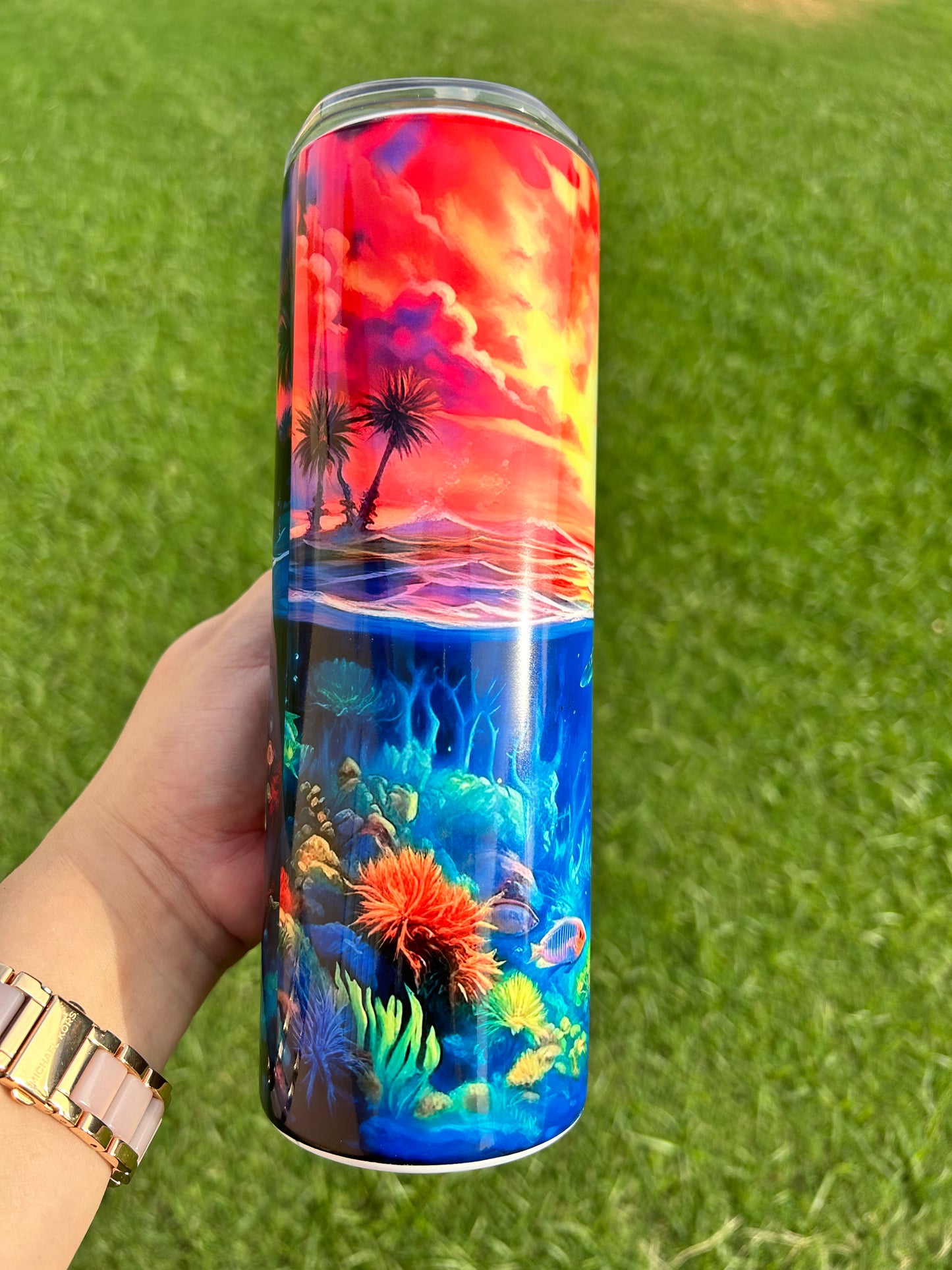 Ocean Sea Turtle Sunset 20 oz double wall tumbler! Beautiful vibrant colors!