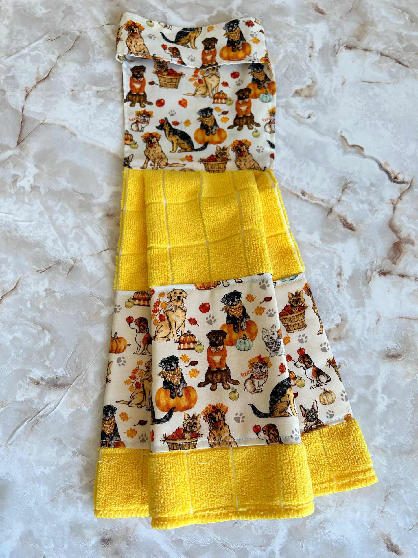 Fall Pumpkins Dog Decorative Kitchen Towel