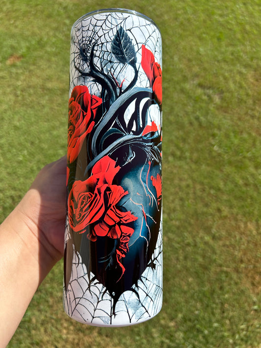 Black Heart with Red Roses Tumbler